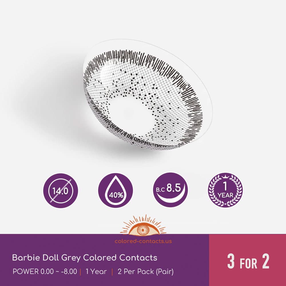 Barbie Doll Grey Colored Contacts