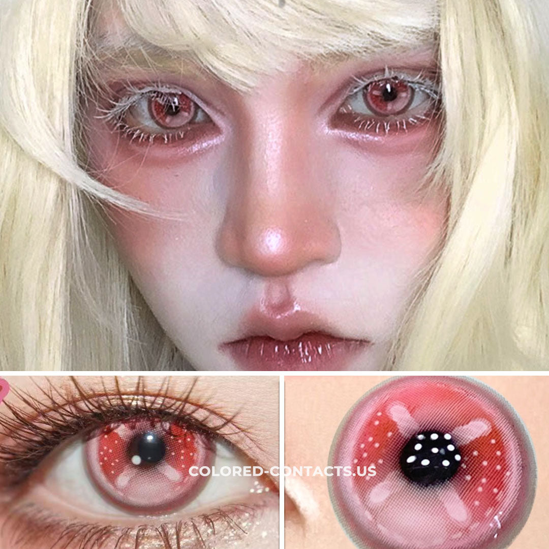 LUMEYE X CCU - Bloody Strawberry Cross Eye Red Crazy Lenses | 4-Lens Pack