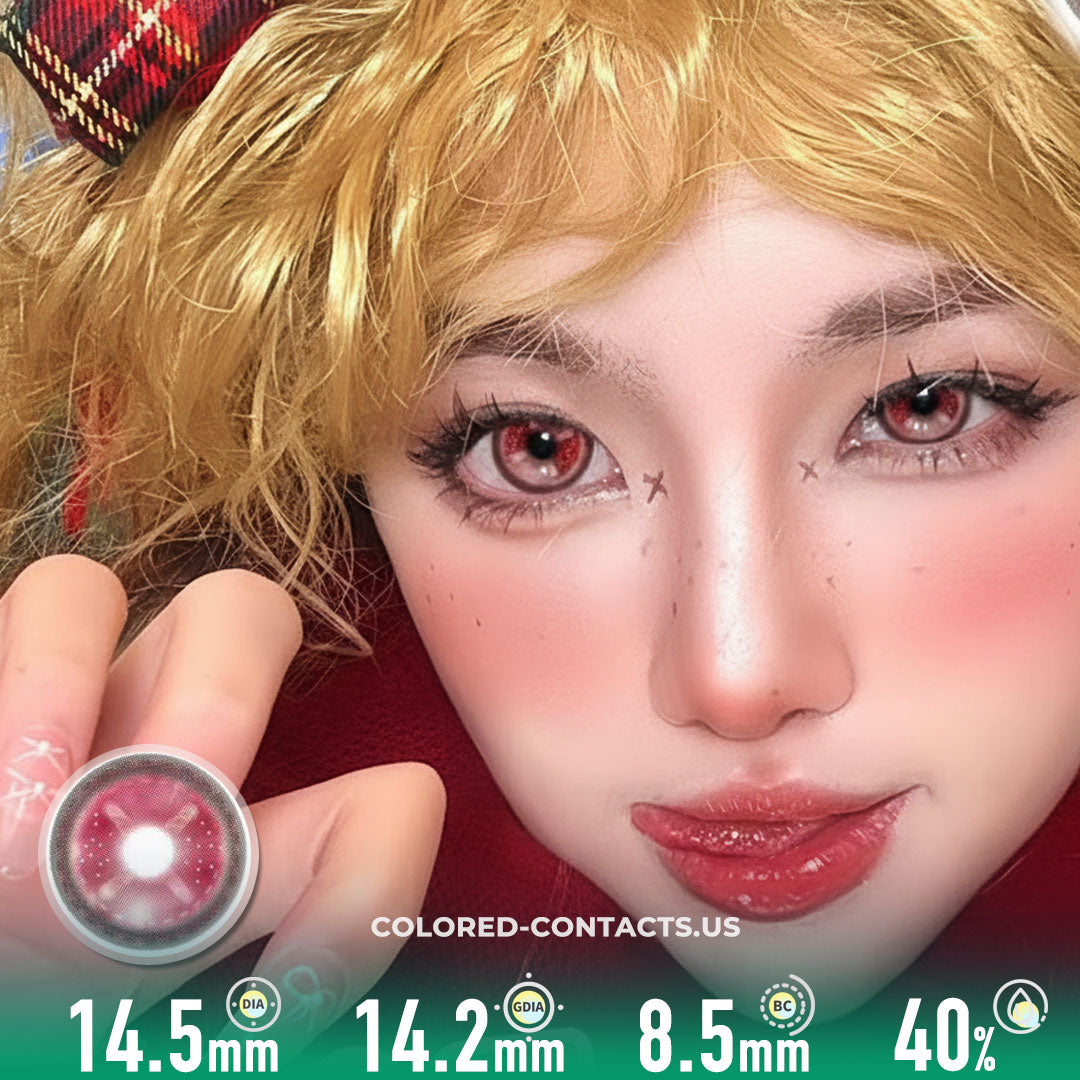 LUMEYE X CCU - Bloody Strawberry Cross Eye Red Crazy Lenses | 4-Lens Pack