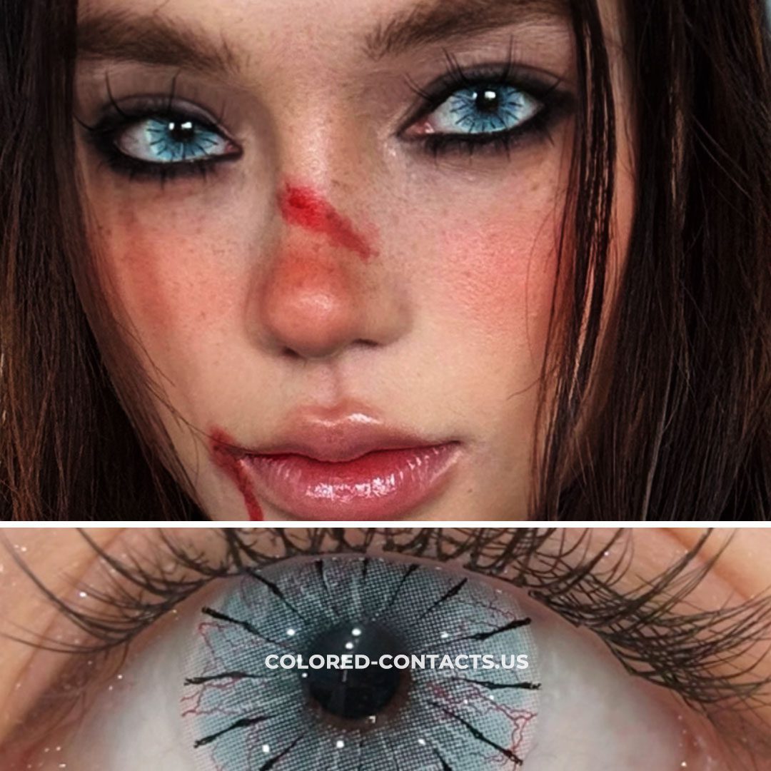 Cyan Spider Web Colored Contacts | 4-Piece Set
