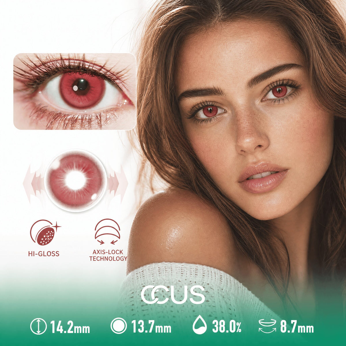 Kyoto Ember Red Contact Lenses
