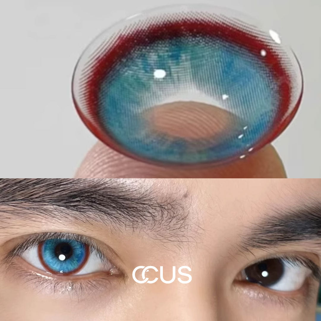 LUMEYE X CCUS - Red Rim Ice Blue Colored Contacts