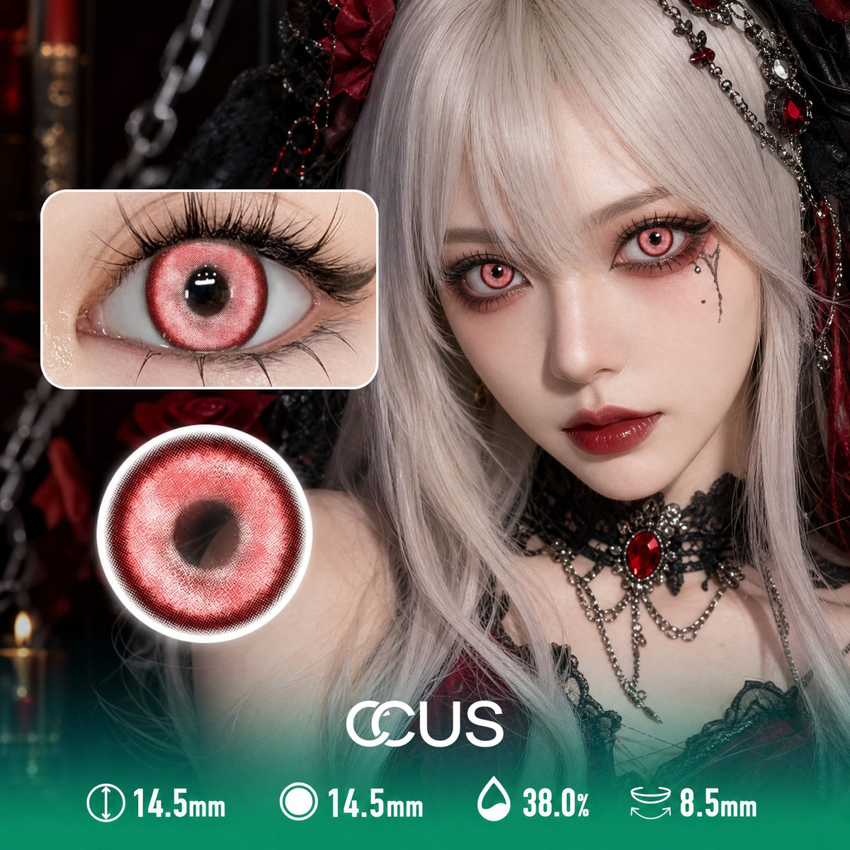 Confetti Red Party Contact Lenses
