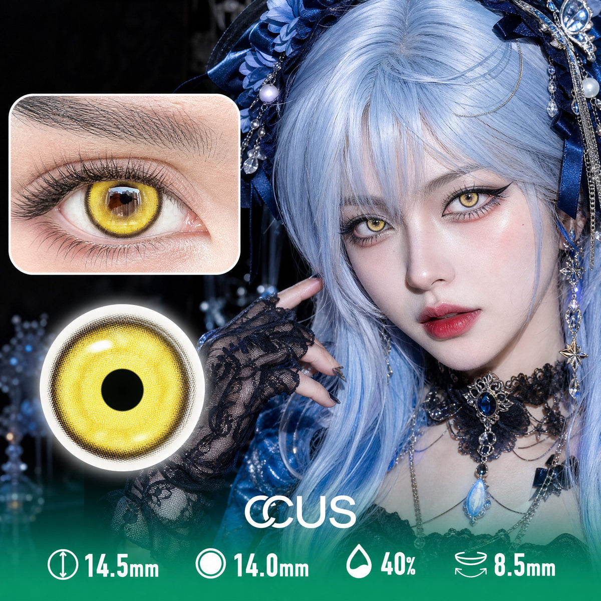 Confetti Yellow Party Contact Lenses