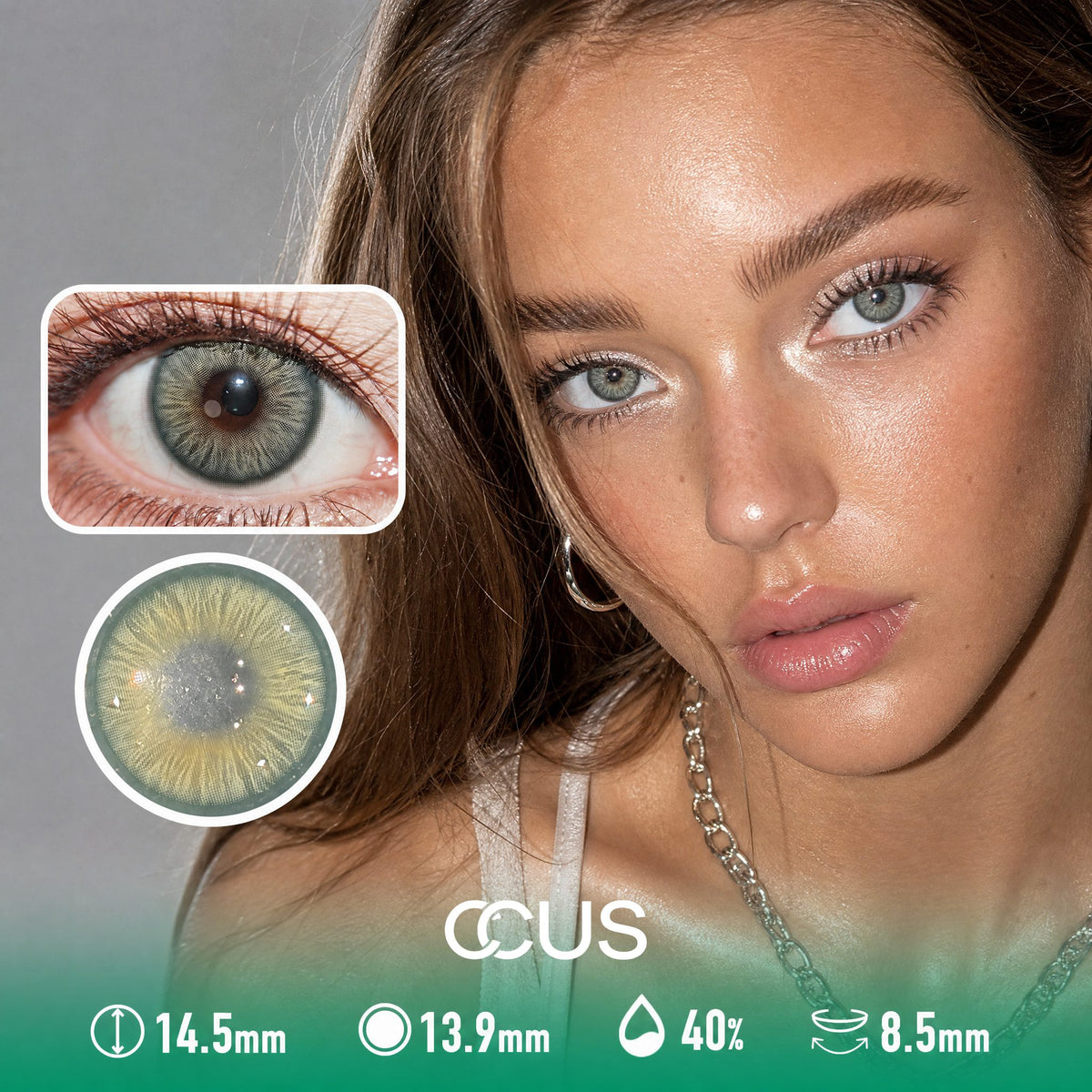 Frosted Afterparty Moss Green Contact Lenses