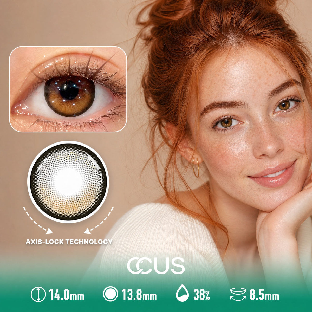 Golden Halo Amber Brown Contact Lenses
