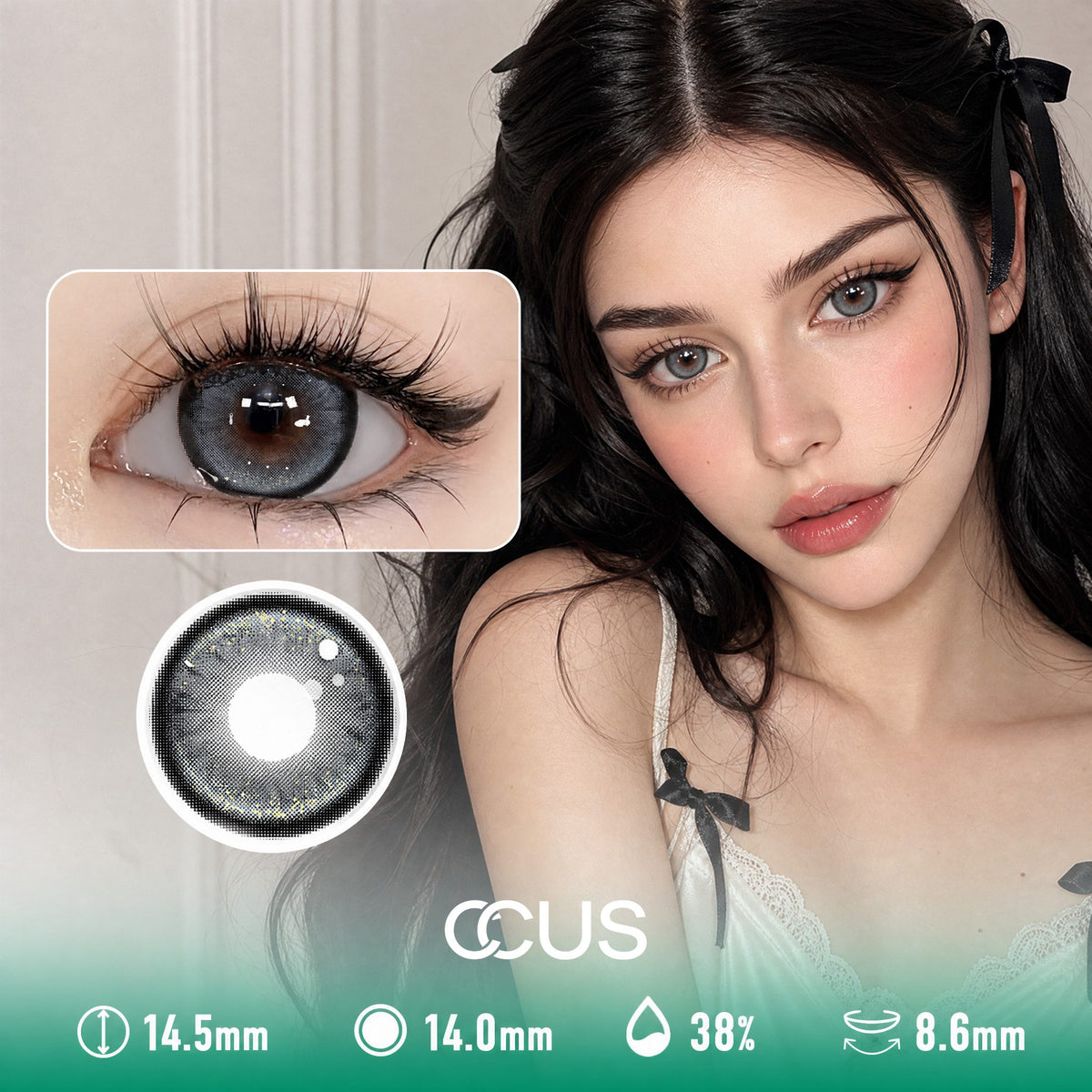 Lace Ribbon Ash Grey Contact Lenses