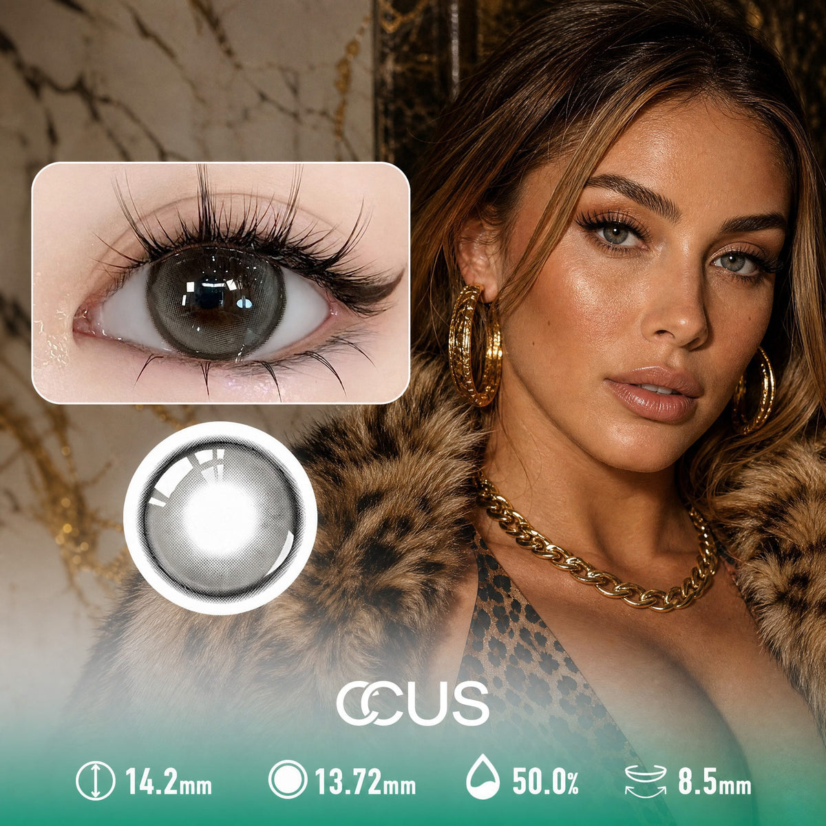 Satin Leopard Smoke Grey Contact Lenses