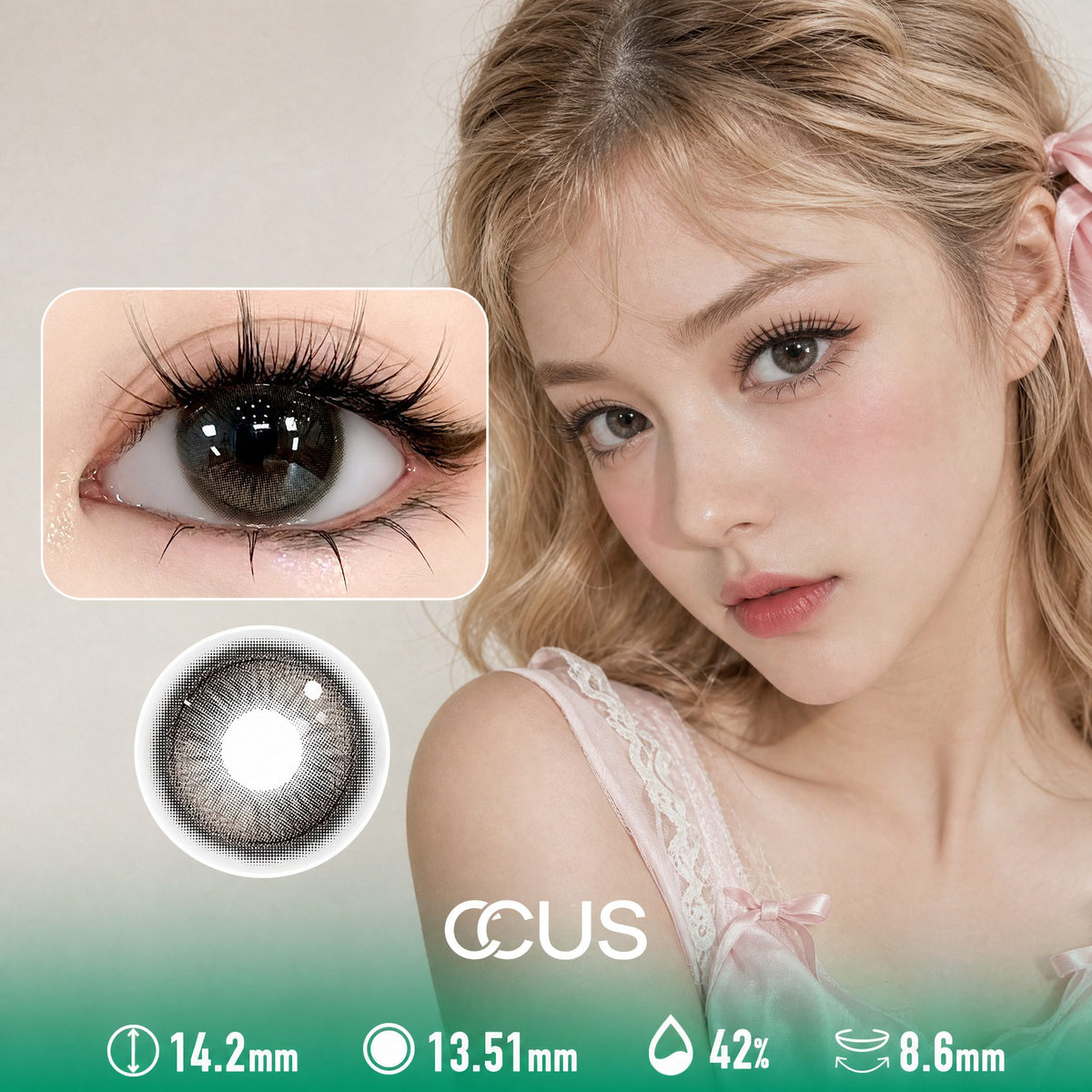 Satin Rosette Grey Contact Lenses