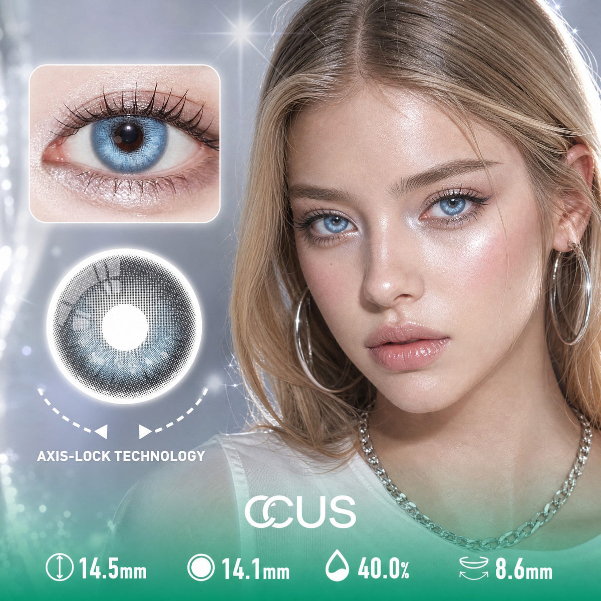 Snowglobe Steel Blue Contact Lenses