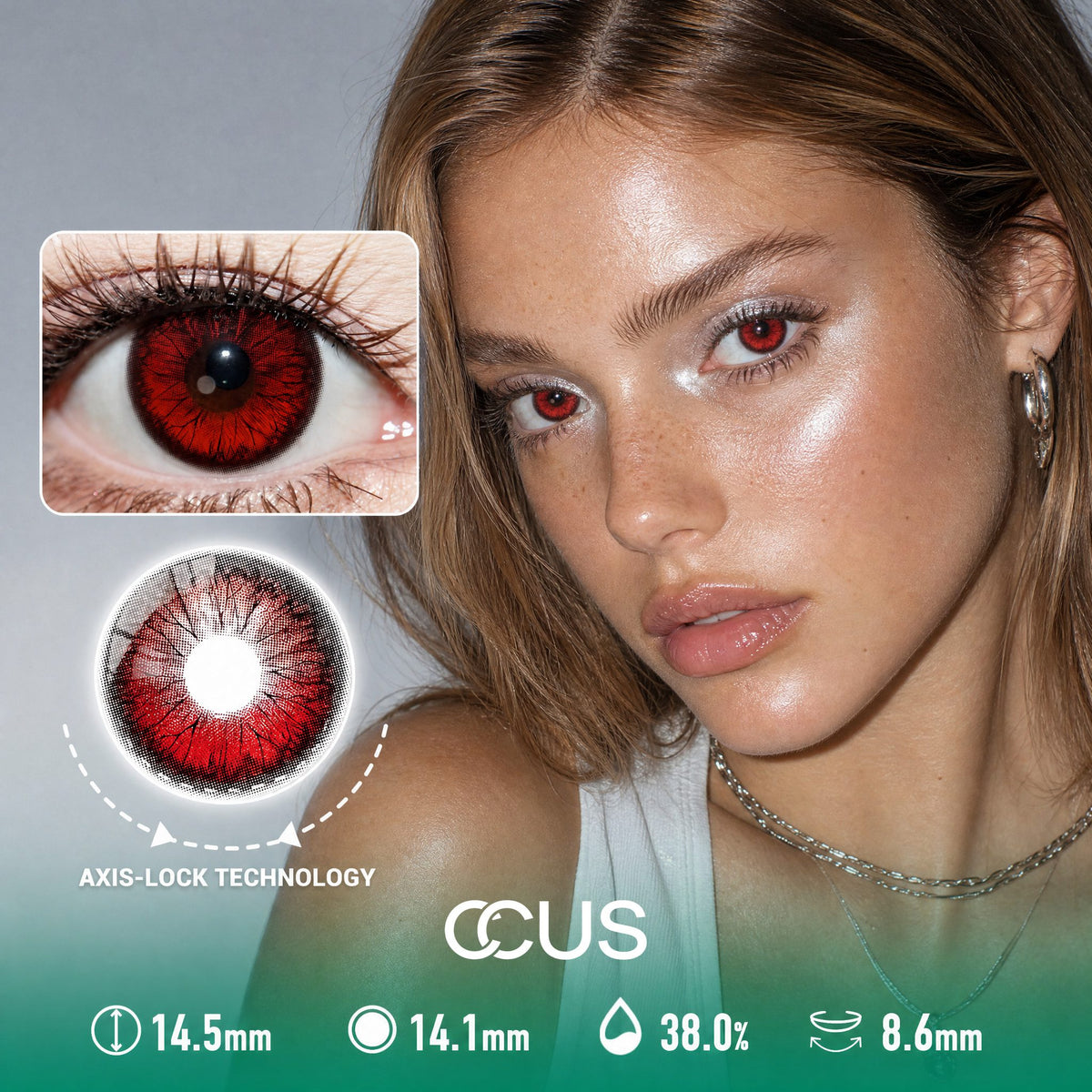 Static Chrome Ruby Red Contact Lenses