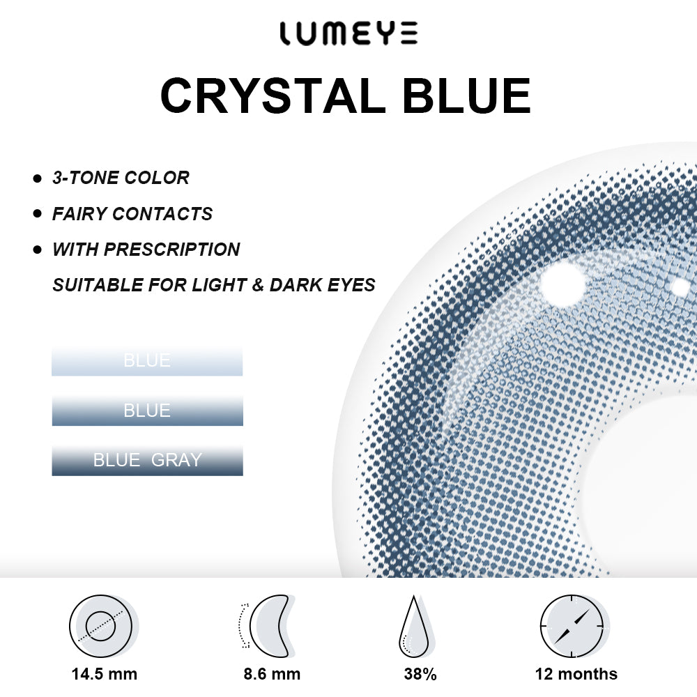 Best COLORED CONTACTS - LUMEYE Crystal Blue Colored Contact Lenses - LUMEYE