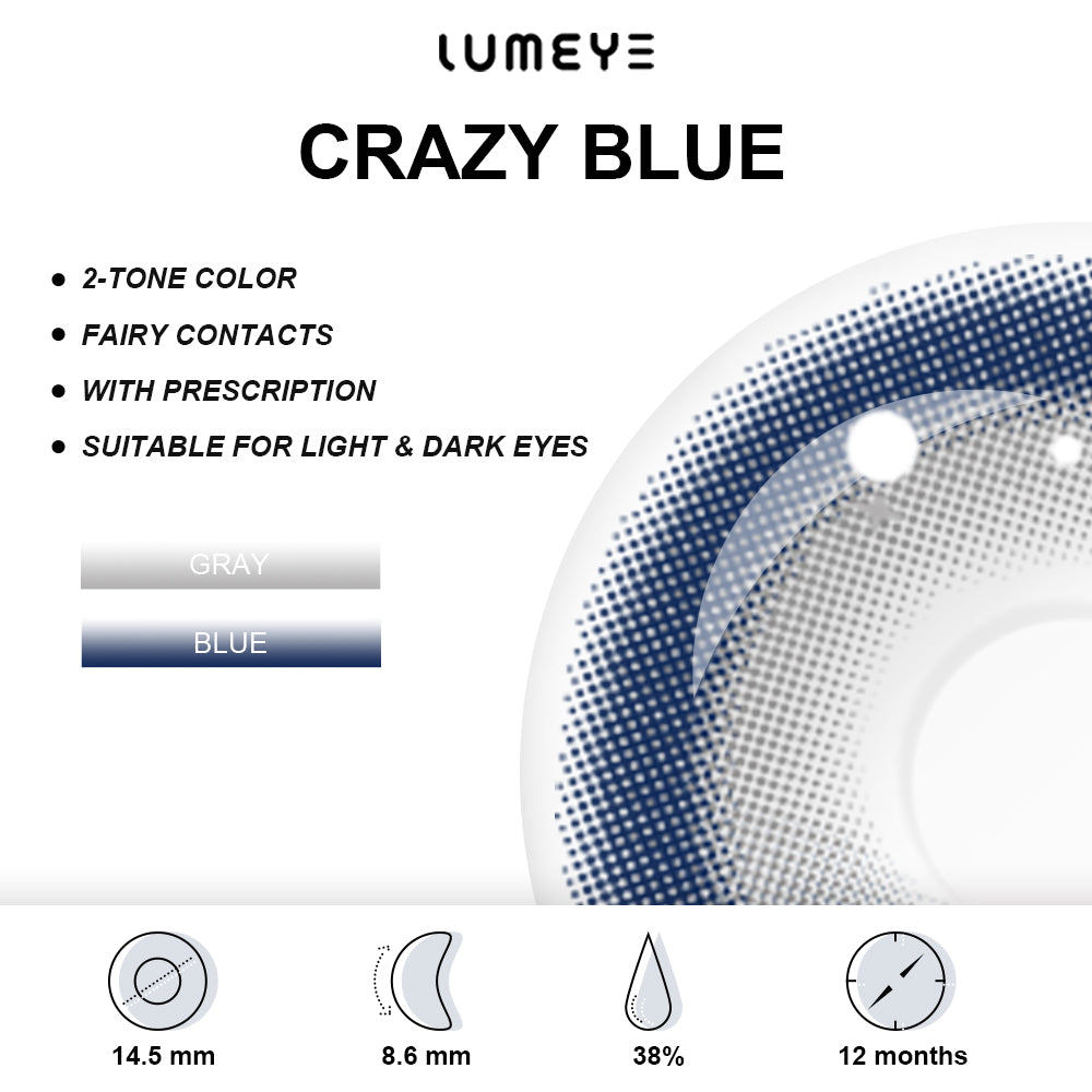 Best COLORED CONTACTS - LUMEYE Crazy Blue Colored Contact Lenses - LUMEYE