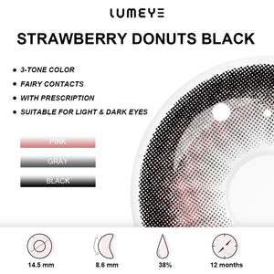 Best COLORED CONTACTS - LUMEYE Strawberry Donuts Black Colored Contact Lenses - LUMEYE