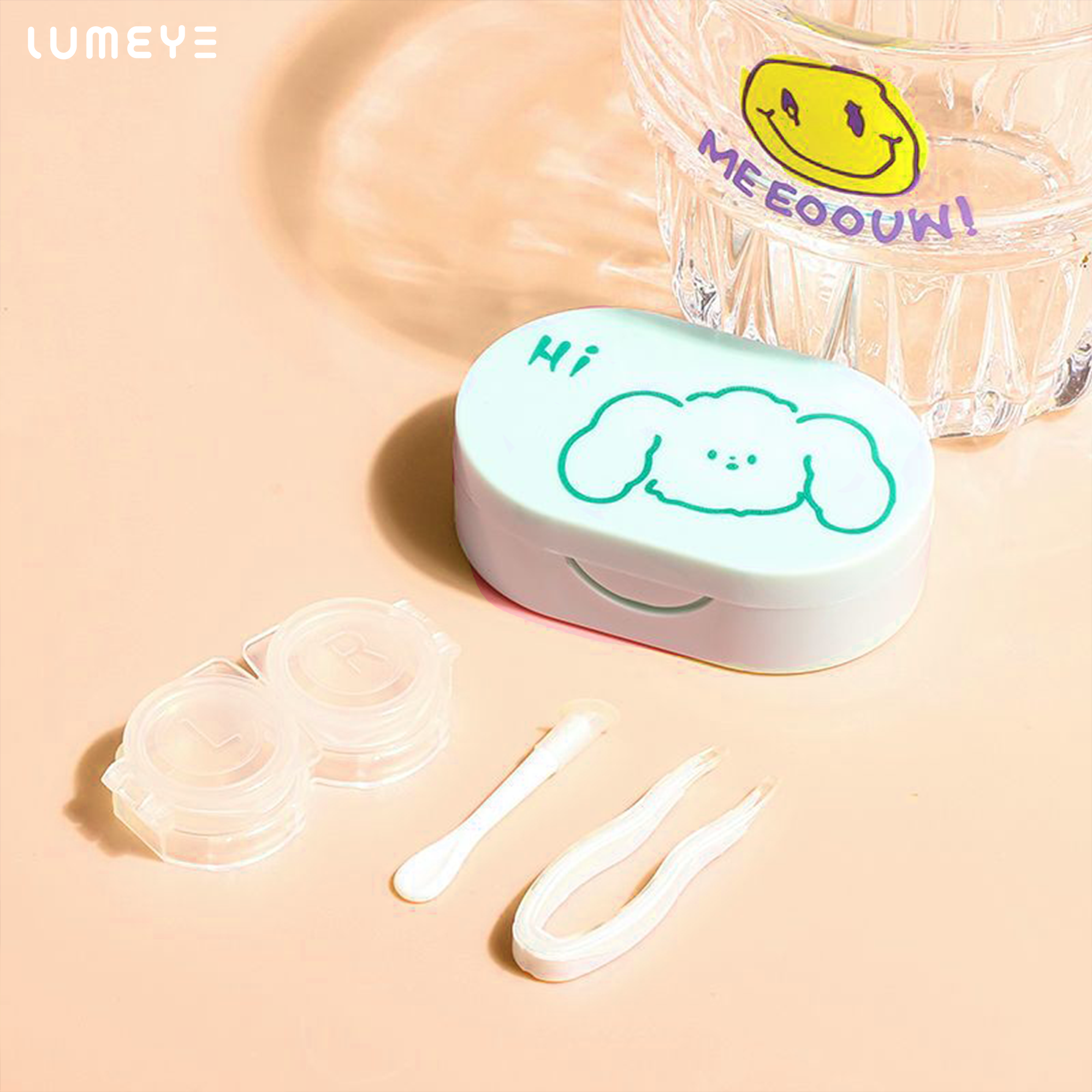 Best COLORED CONTACTS - LUMEYE Green Puppy Lens Case - LUMEYE