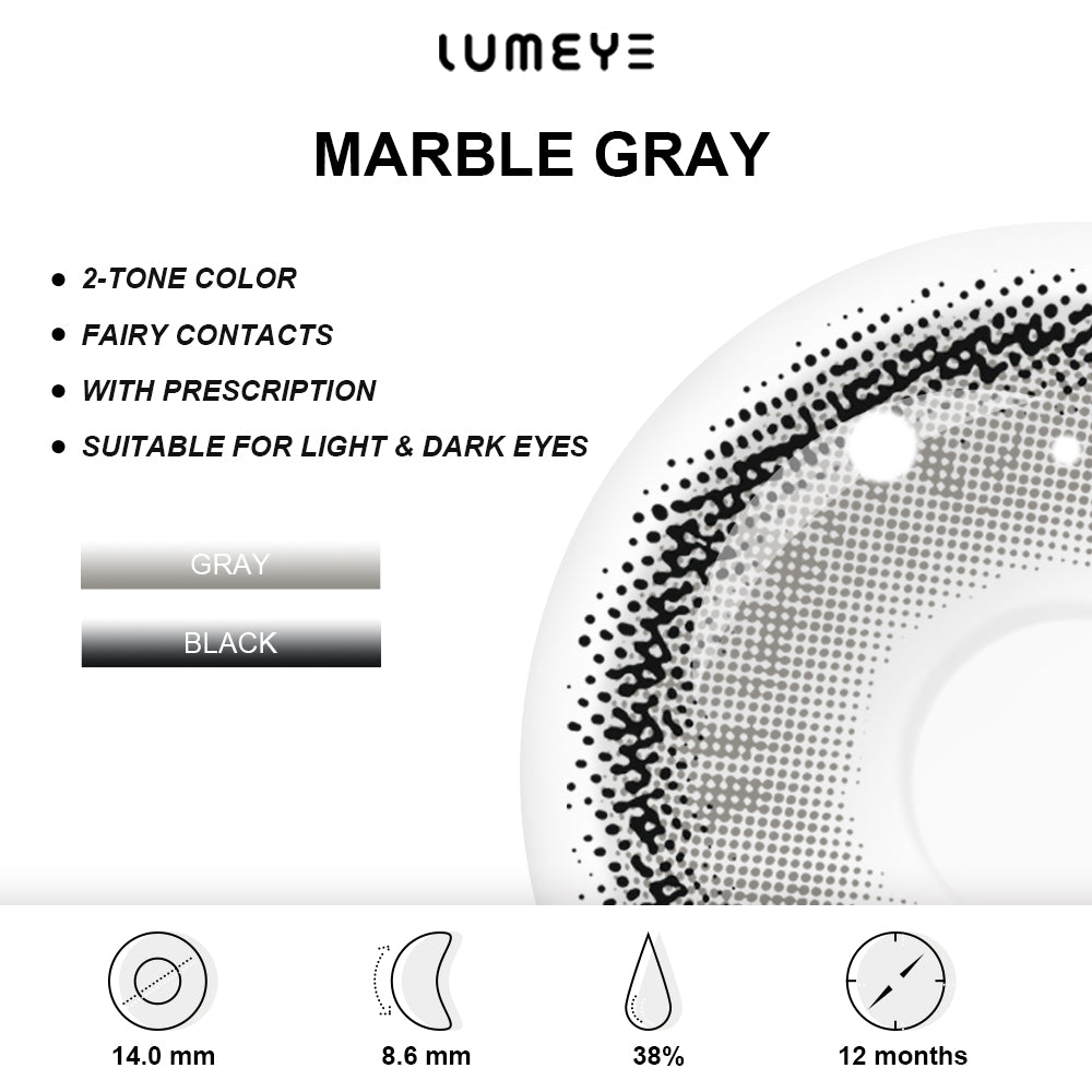 Best COLORED CONTACTS - LUMEYE Marble Gray Colored Contact Lenses - LUMEYE