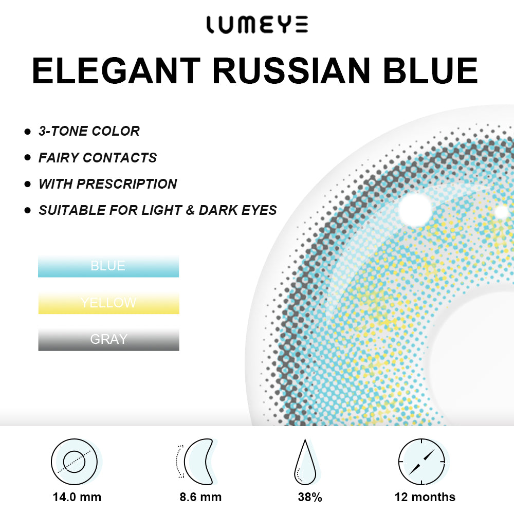 Best COLORED CONTACTS - LUMEYE Elegant Russian Blue Colored Contact Lenses - LUMEYE