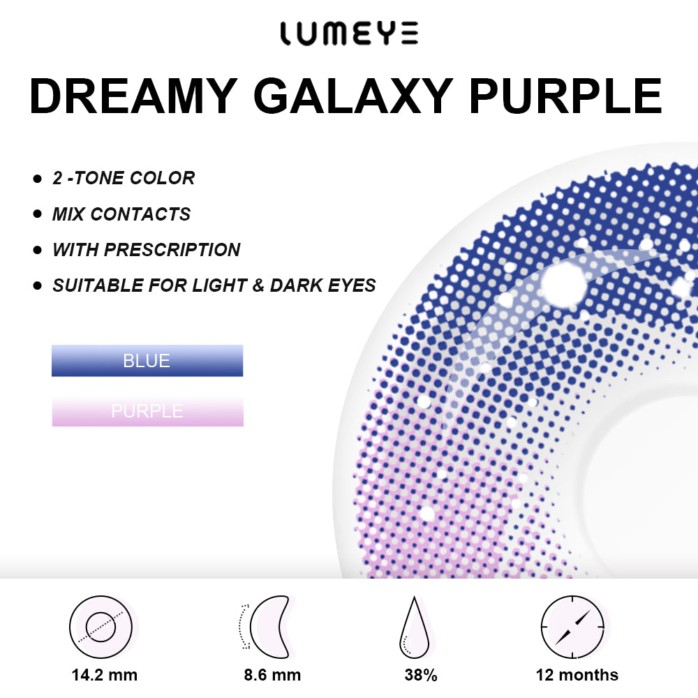 Best COLORED CONTACTS - LUMEYE Dreamy Galaxy Purple Colored Contact Lenses - LUMEYE