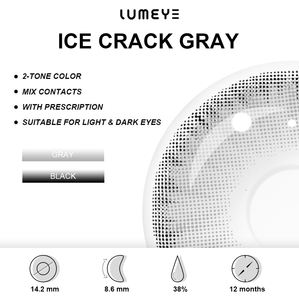 Best COLORED CONTACTS - LUMEYE Ice Crack Gray Colored Contact Lenses - LUMEYE