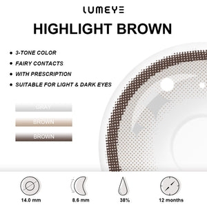 Best COLORED CONTACTS - LUMEYE Highlight Brown Colored Contact Lenses - LUMEYE