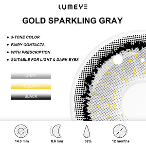 Best COLORED CONTACTS - LUMEYE Gold Sparkling Gray Colored Contact Lenses - LUMEYE