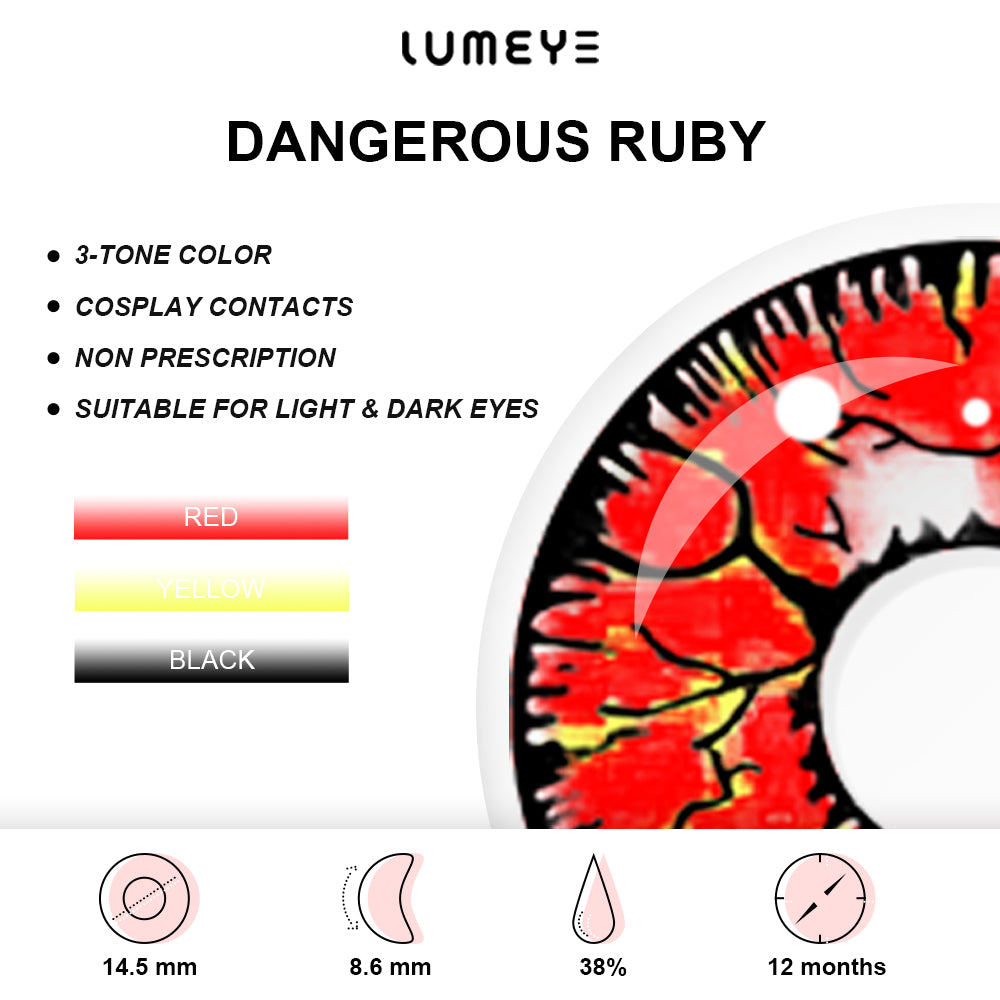 Best COLORED CONTACTS - LUMEYE Dangerous Ruby Colored Contact Lenses - LUMEYE