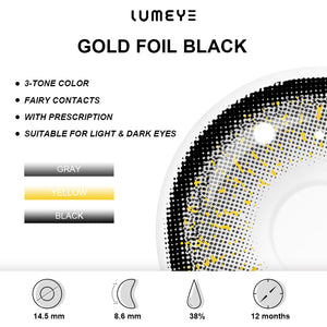 Best COLORED CONTACTS - LUMEYE Gold Foil Black Colored Contact Lenses - LUMEYE