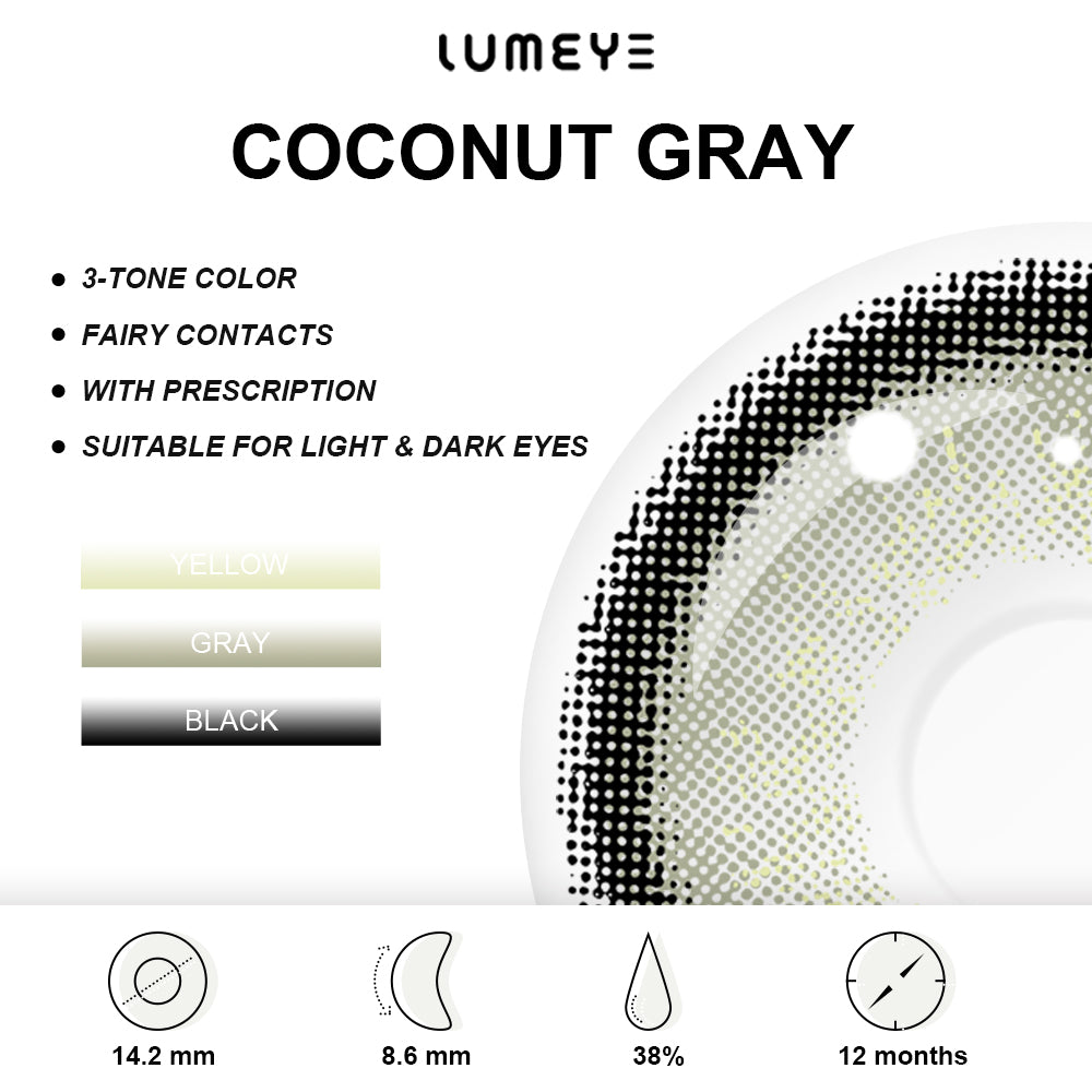 Best COLORED CONTACTS - LUMEYE Coconut Gray Colored Contact Lenses - LUMEYE