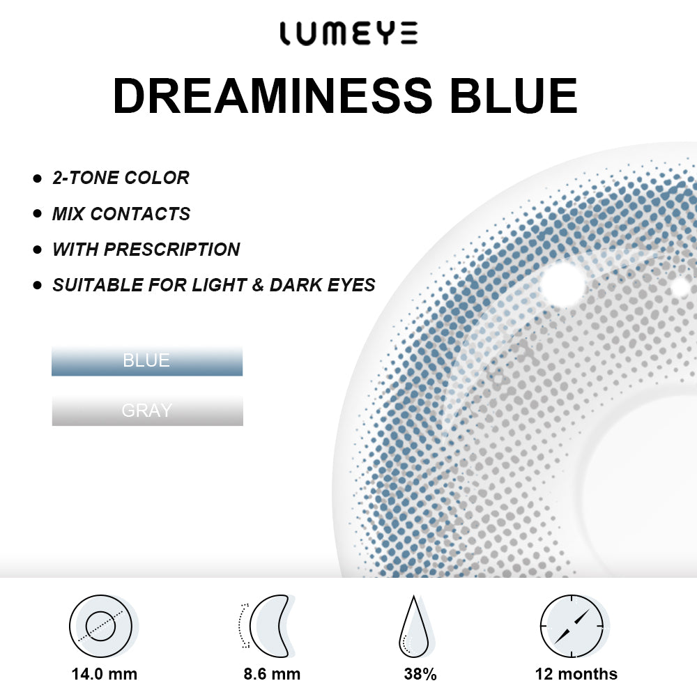 Best COLORED CONTACTS - LUMEYE Dreaminess Blue Colored Contact Lenses - LUMEYE