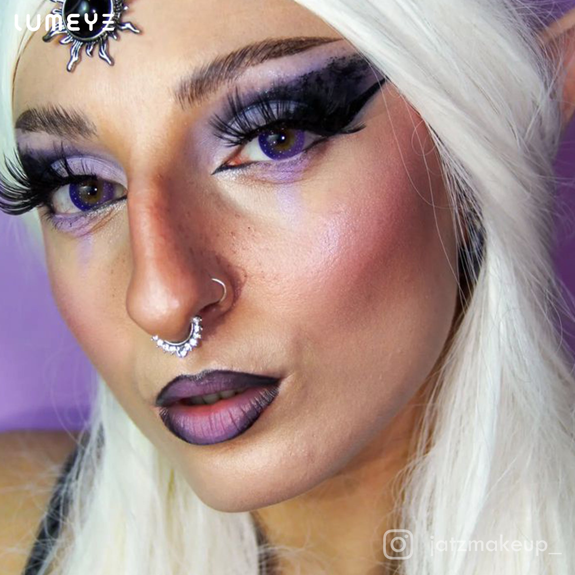 Best COLORED CONTACTS - LUMEYE Dreamy Galaxy Purple Colored Contact Lenses - LUMEYE