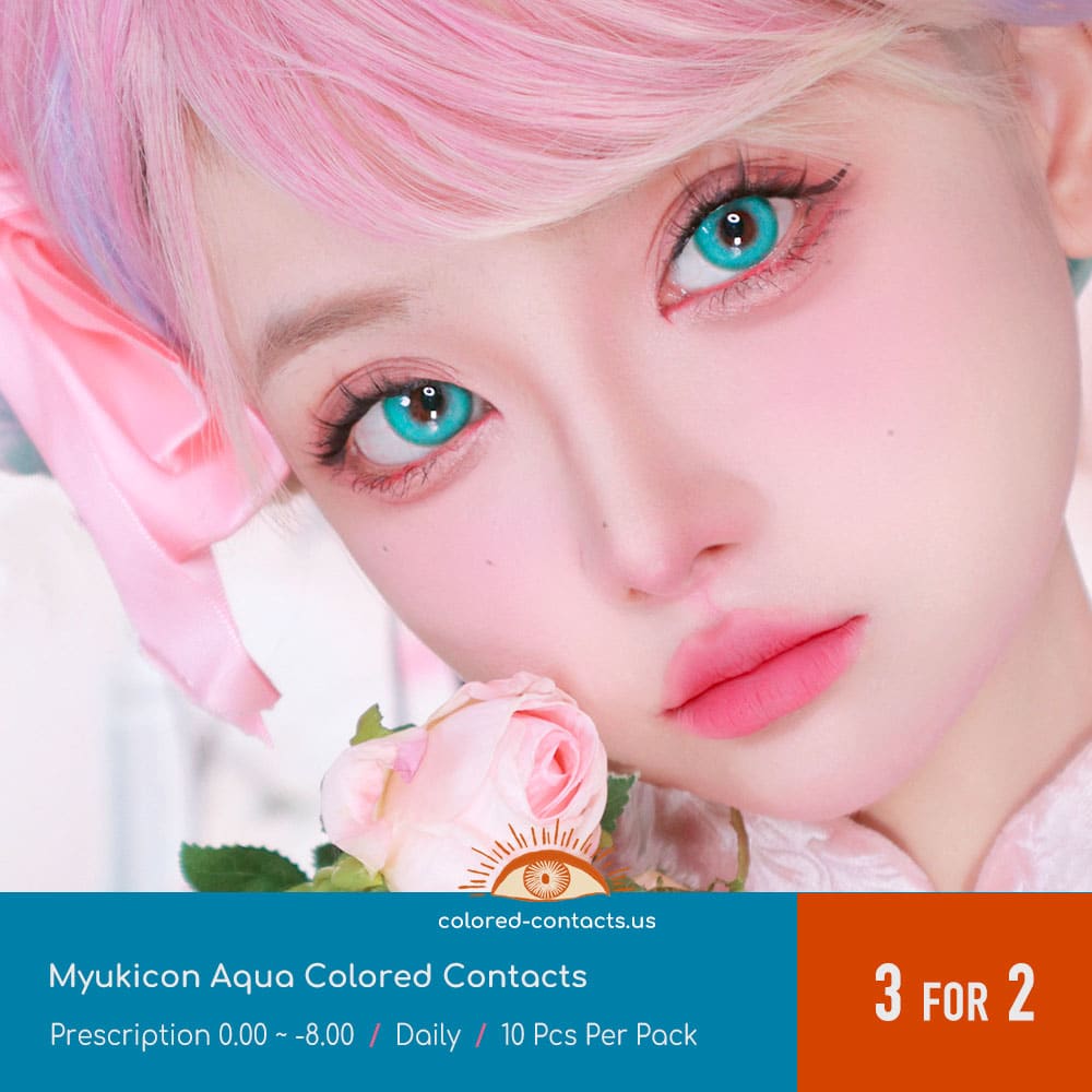 Myukicon Aqua Colored Contacts – 10Pcs