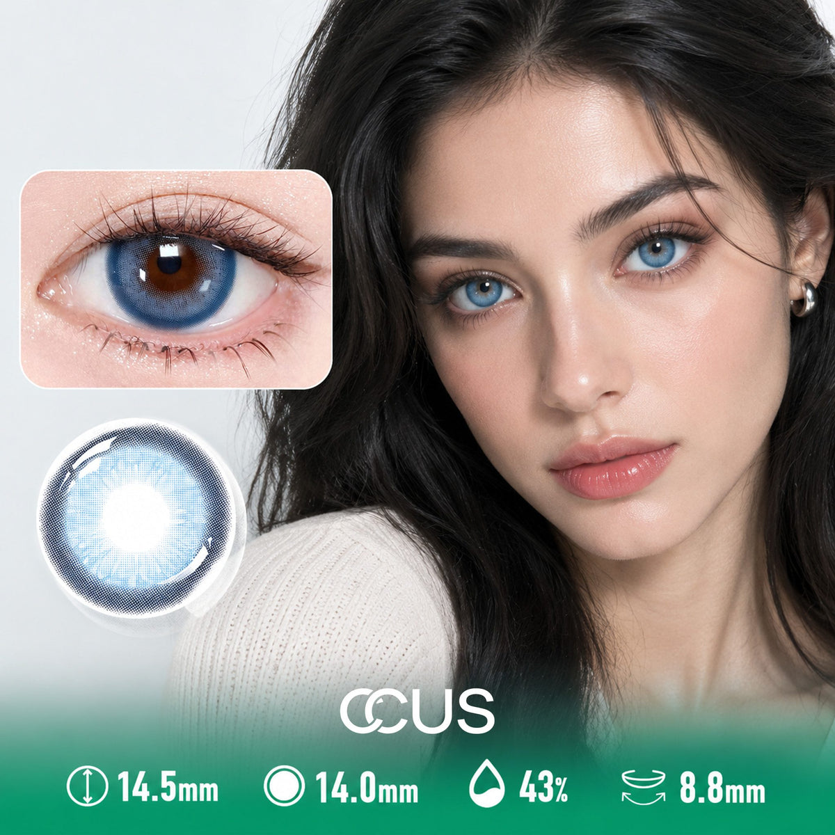 Coastal Dawn Azure Blue Contact Lenses