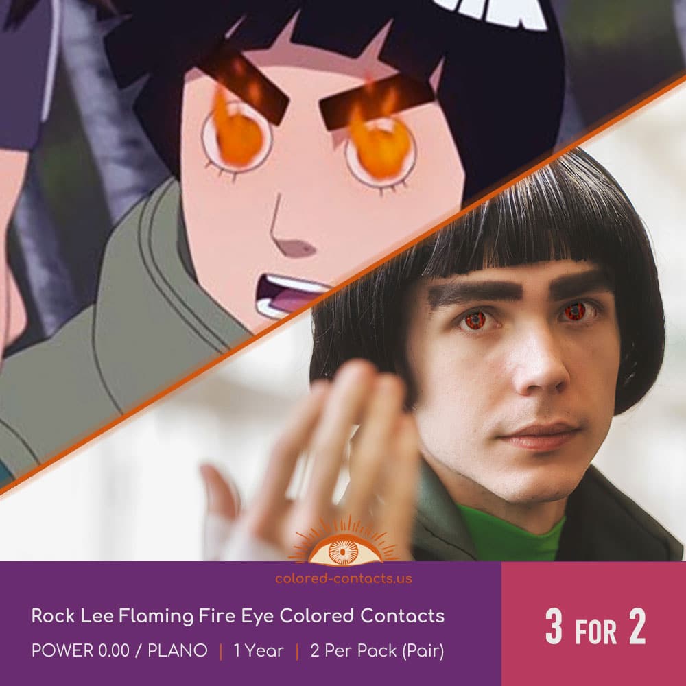 Rock Lee Flaming Fire Eye Colored Contacts - alternate view
