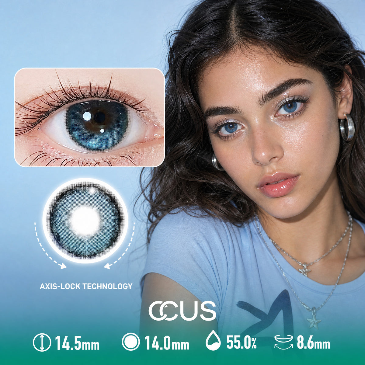 Harbor Lull Azure Blue Contact Lenses