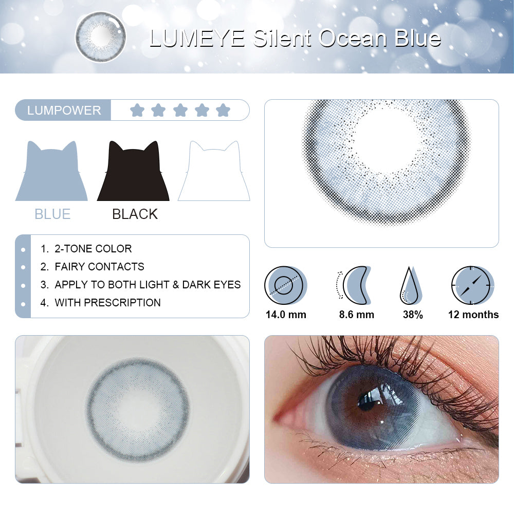 Best COLORED CONTACTS - LUMEYE Silent Ocean Blue Colored Contact Lenses - LUMEYE