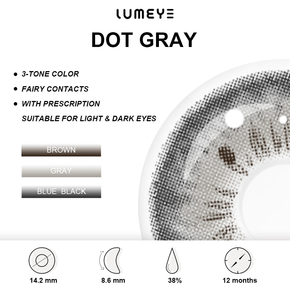 Best COLORED CONTACTS - LUMEYE Dot Gray Colored Contact Lenses - LUMEYE