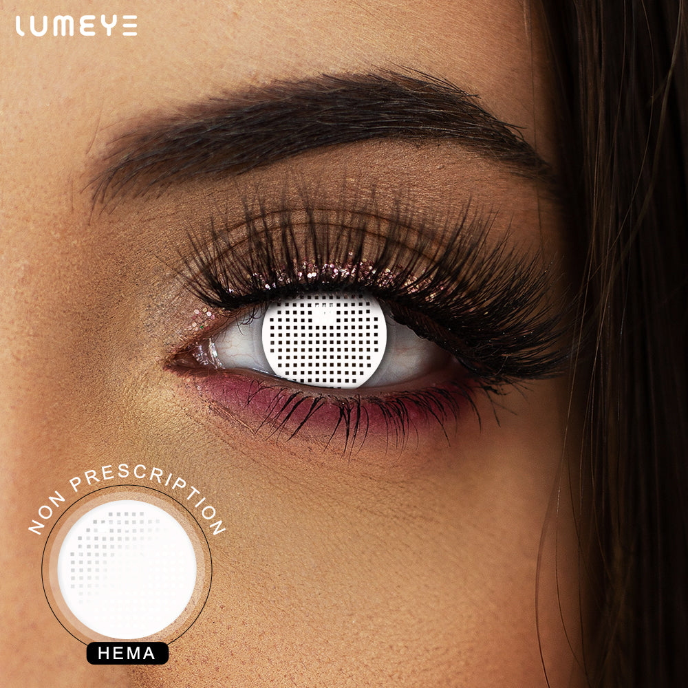 Best COLORED CONTACTS - LUMEYE Gridding White Colored Contact Lenses - LUMEYE