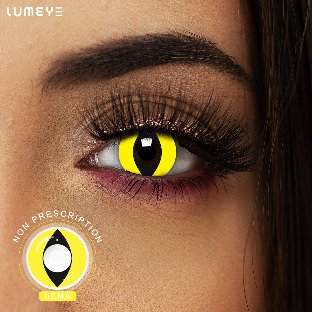 Best COLORED CONTACTS - LUMEYE Cat Eye Yellow Colored Contact Lenses - LUMEYE
