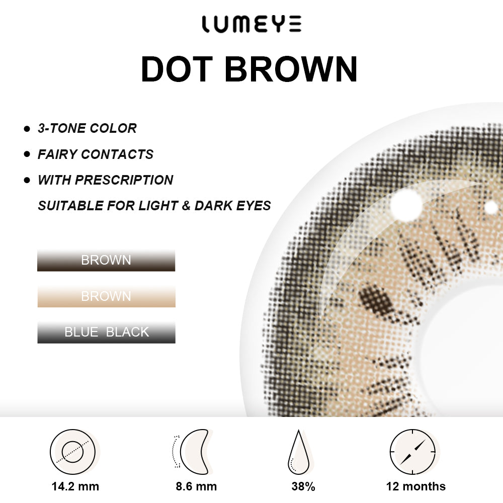 Best COLORED CONTACTS - LUMEYE Dot Brown Colored Contact Lenses - LUMEYE
