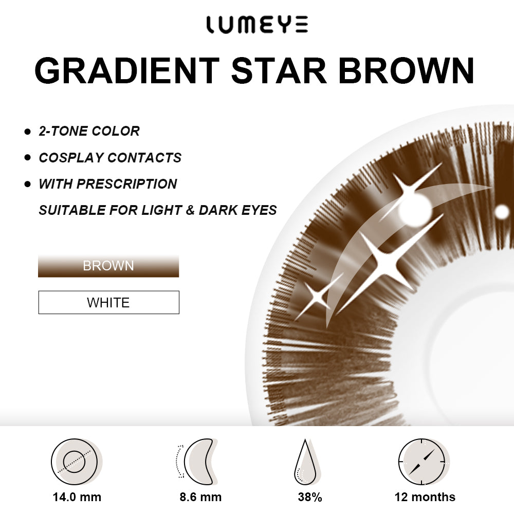 Best COLORED CONTACTS - LUMEYE Gradient Star Brown Colored Contact Lenses - LUMEYE