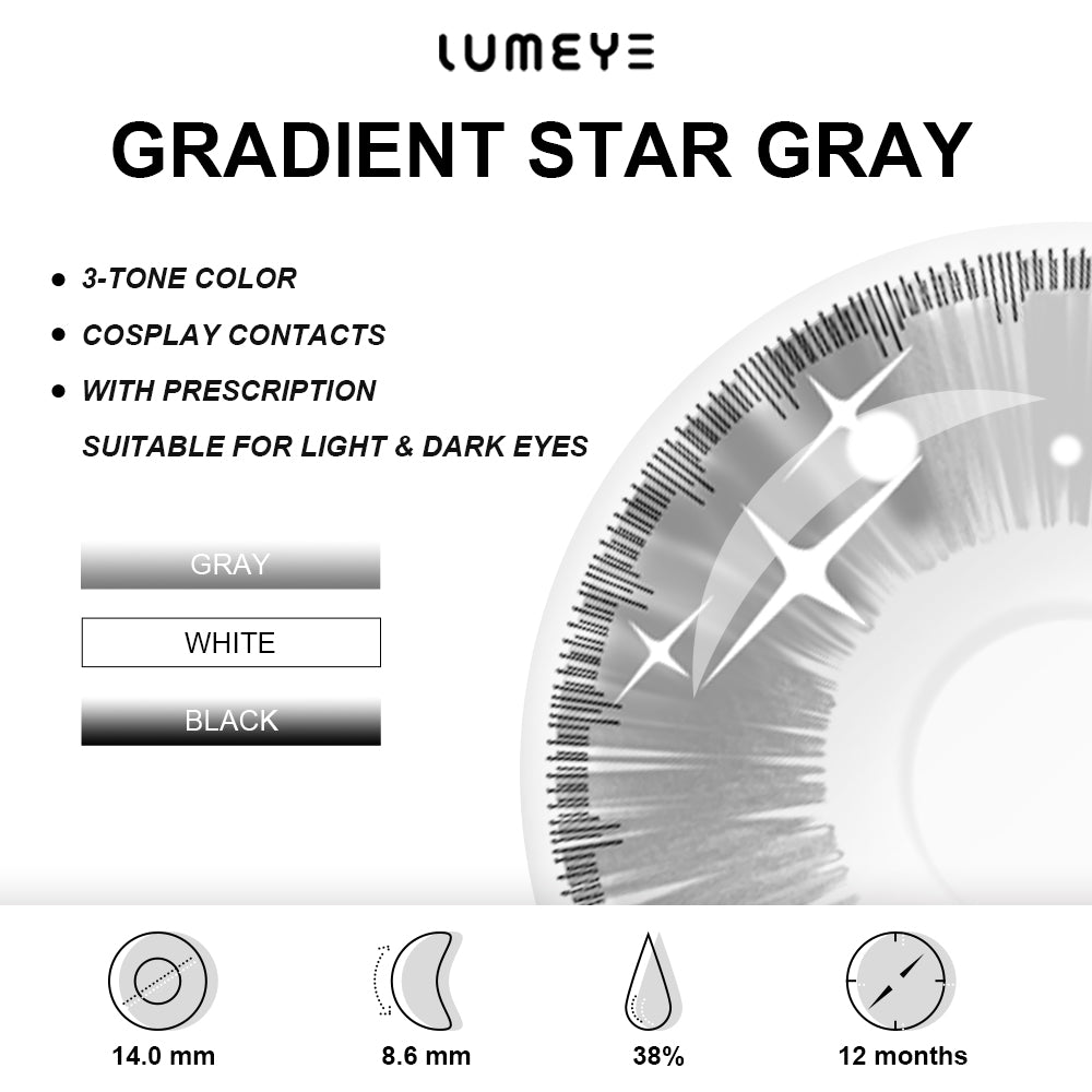 Best COLORED CONTACTS - LUMEYE Gradient Star Gray Colored Contact Lenses - LUMEYE