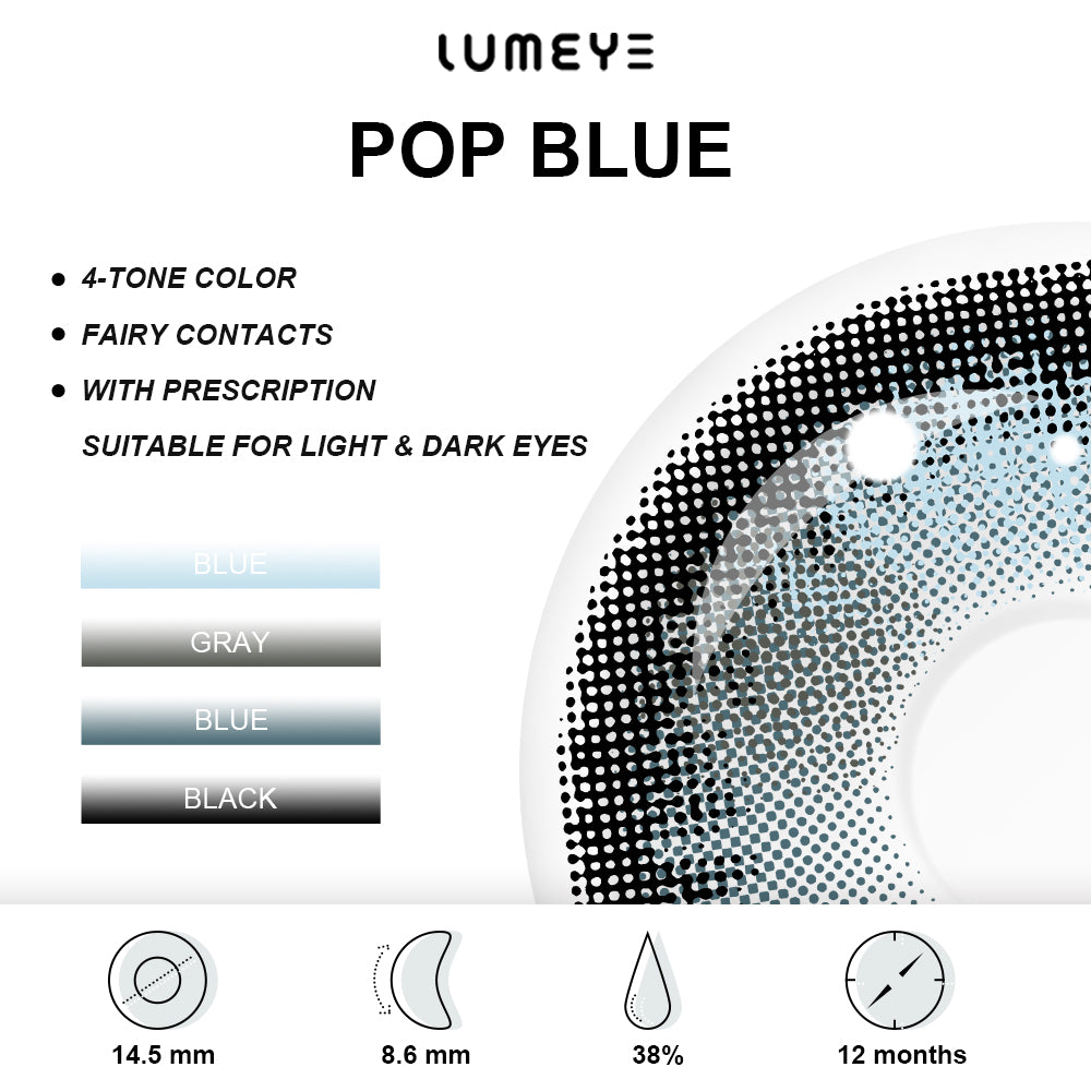 Best COLORED CONTACTS - LUMEYE Pop Blue Colored Contact Lenses - LUMEYE