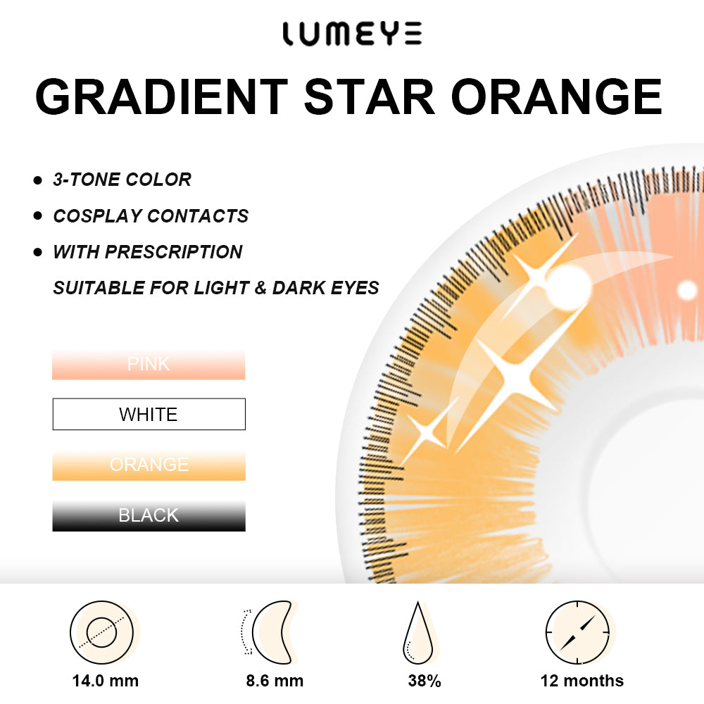 Best COLORED CONTACTS - LUMEYE Gradient Star Orange Colored Contact Lenses - LUMEYE