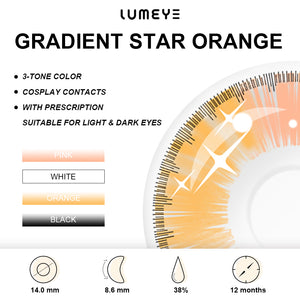 Best COLORED CONTACTS - LUMEYE Gradient Star Orange Colored Contact Lenses - LUMEYE