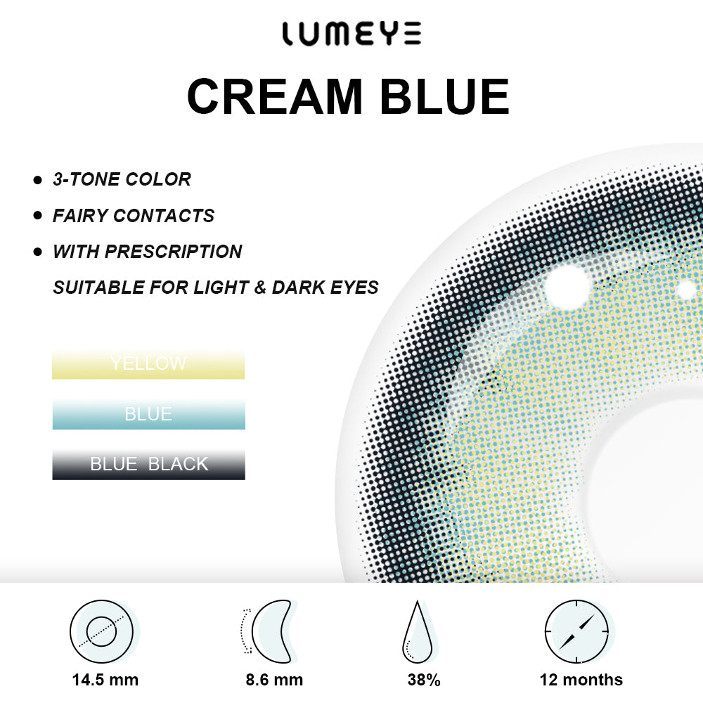 Best COLORED CONTACTS - LUMEYE Cream Blue Colored Contact Lenses - LUMEYE