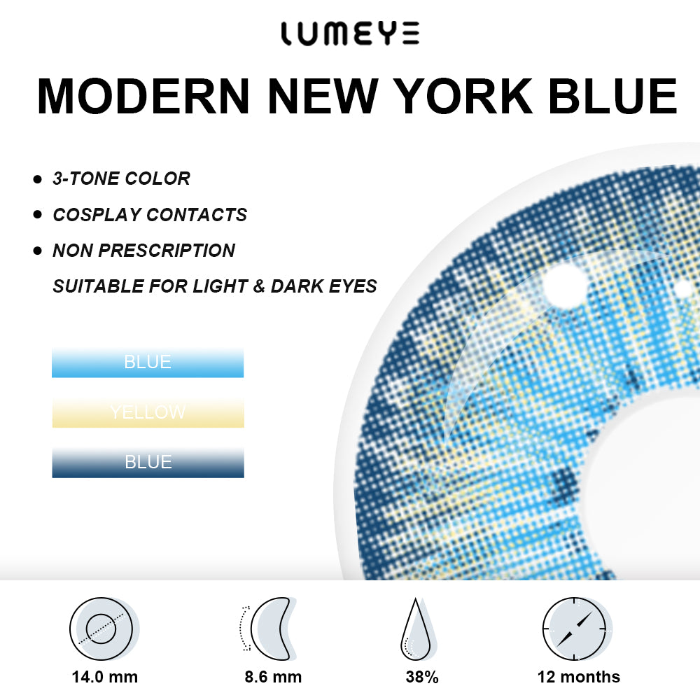 Best COLORED CONTACTS - LUMEYE Modern New York Blue Colored Contact Lenses - LUMEYE