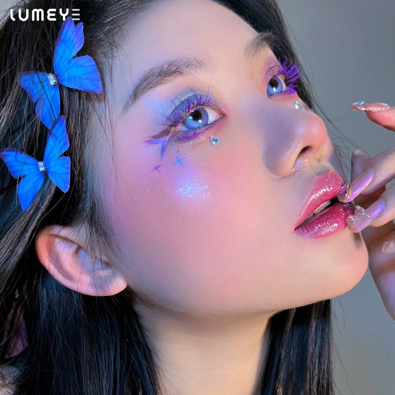 Best COLORED CONTACTS - LUMEYE Frozen Moon Blue Colored Contact Lenses - LUMEYE