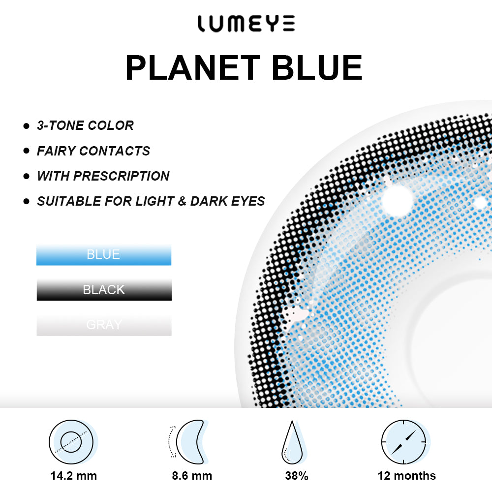 Best COLORED CONTACTS - LUMEYE Planet Blue Colored Contact Lenses - LUMEYE