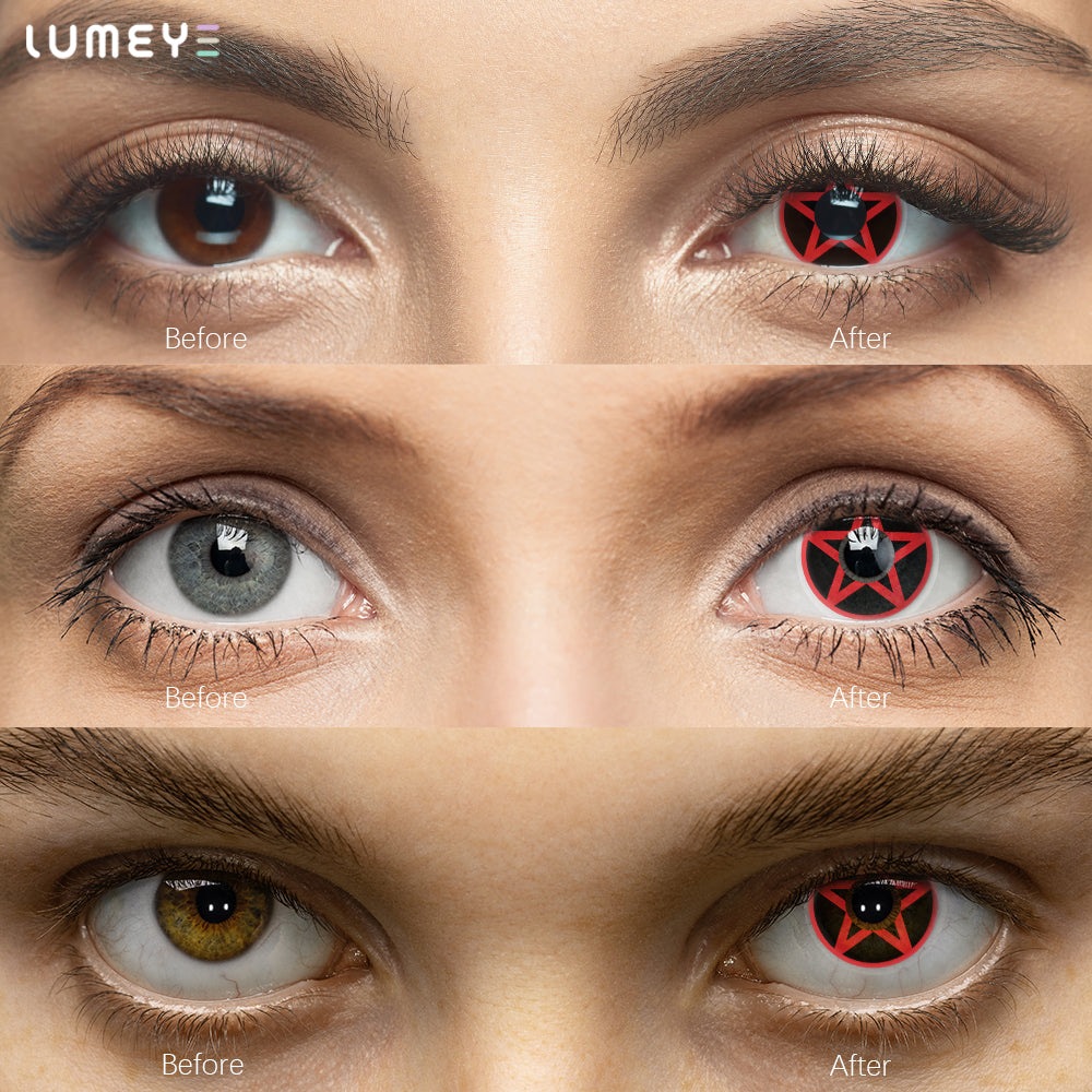 Best COLORED CONTACTS - LUMEYE Pentagram Red Colored Contact Lenses - LUMEYE