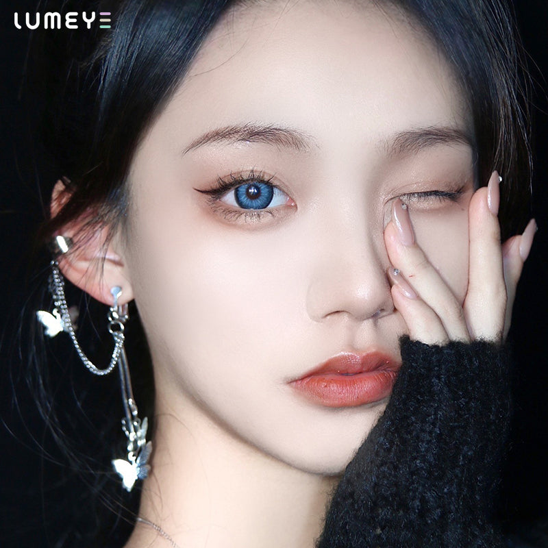 Best COLORED CONTACTS - LUMEYE Hanabi Blue Colored Contact Lenses - LUMEYE